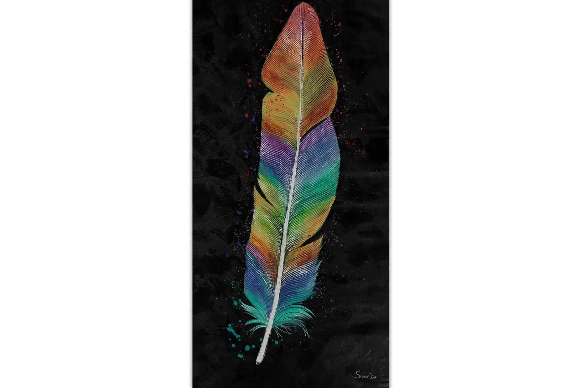 XXL Öl Gemälde 'Paradise Feather' | Handgemaltes Unikat