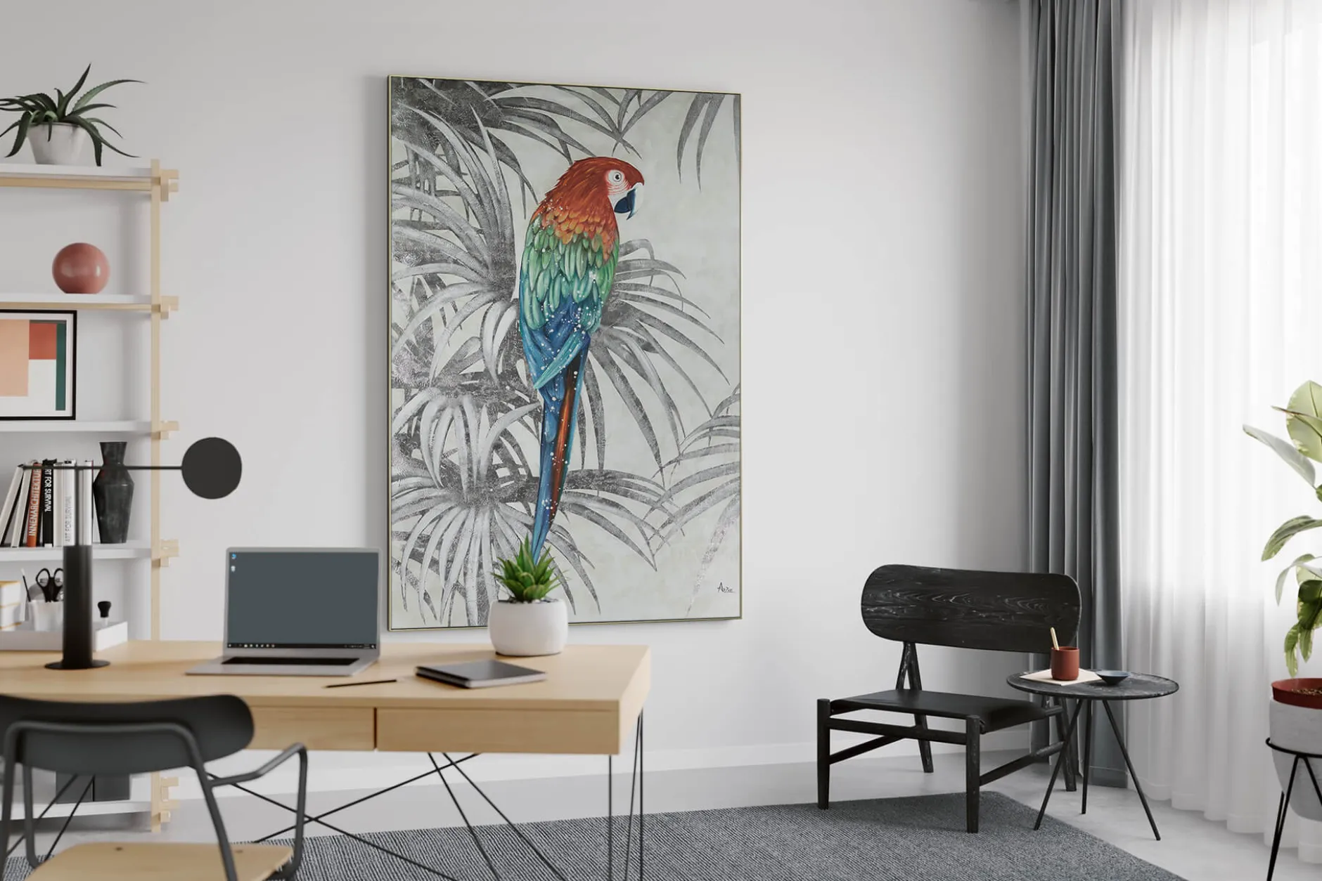 XXL Öl Gemälde 'Parrot Magic' | Handgemaltes Unikat