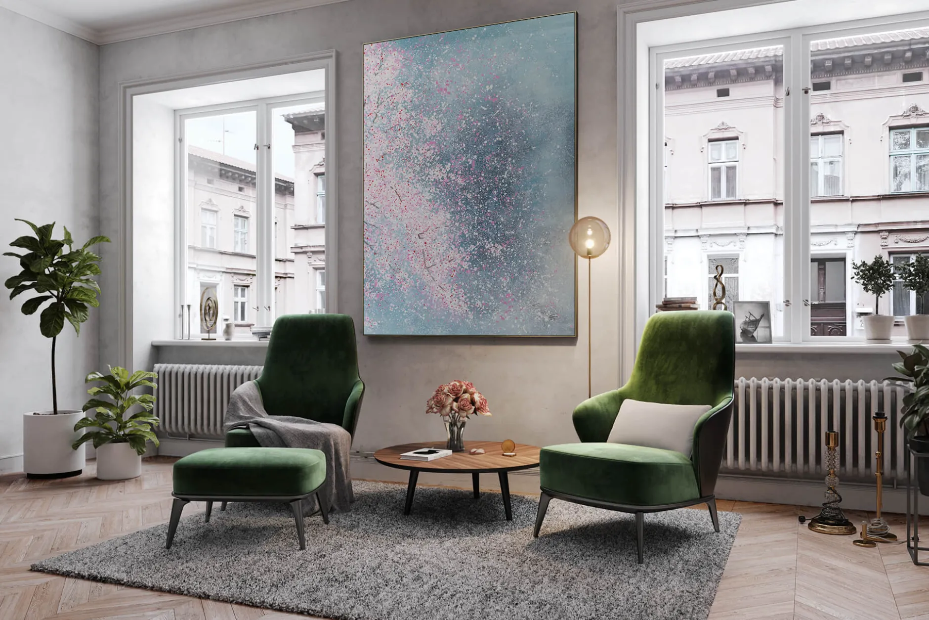 XXL Öl Gemälde 'Pastel Blossoms' | Handgemaltes Unikat