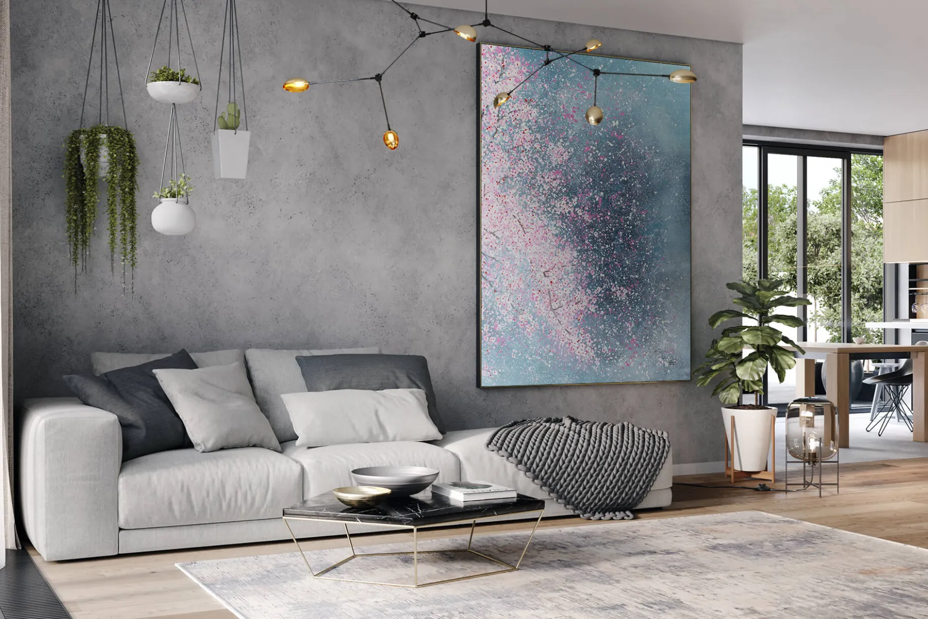 XXL Öl Gemälde 'Pastel Blossoms' | Handgemaltes Unikat