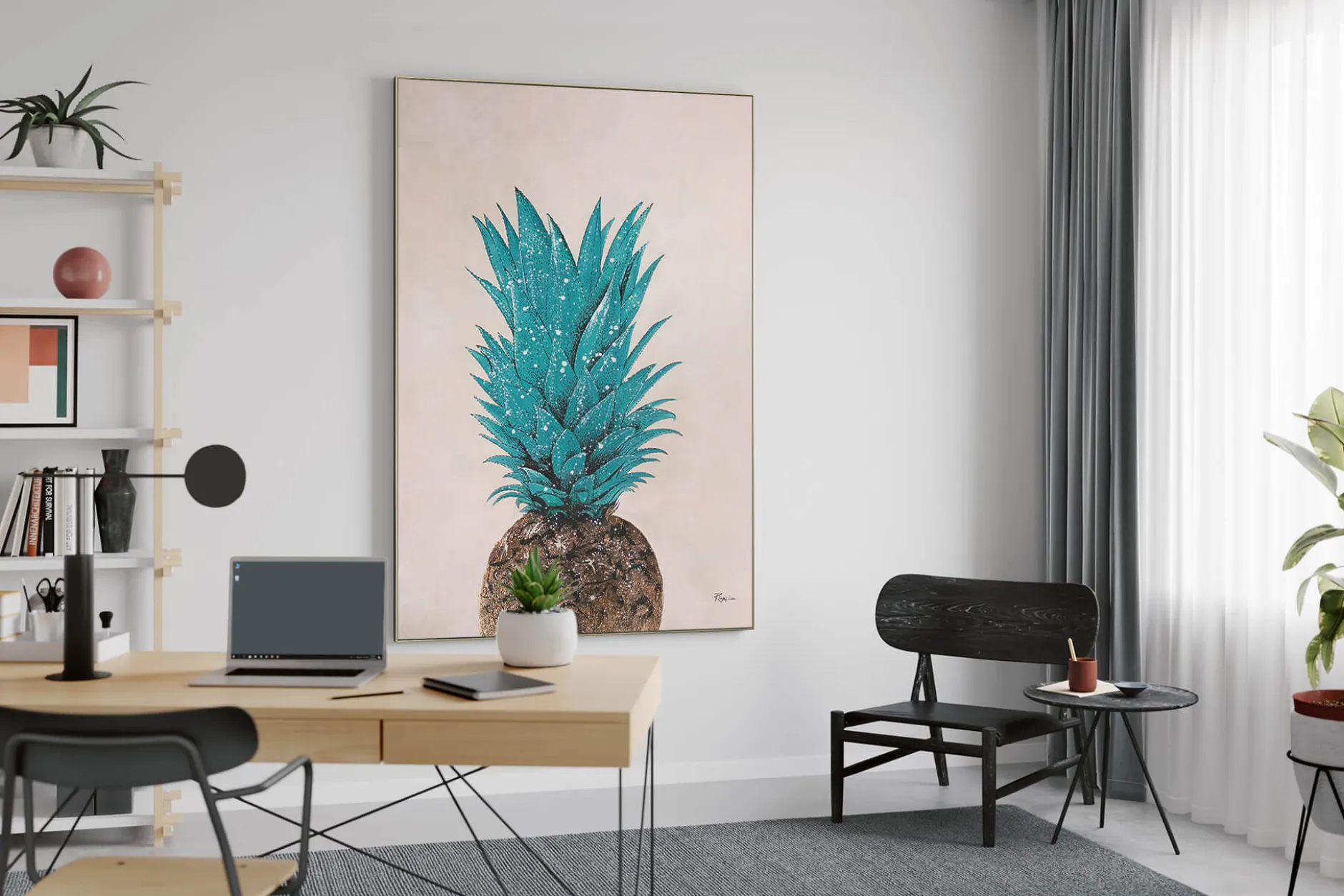 XXL Öl Gemälde 'Pineapple Love' | Handgemaltes Unikat