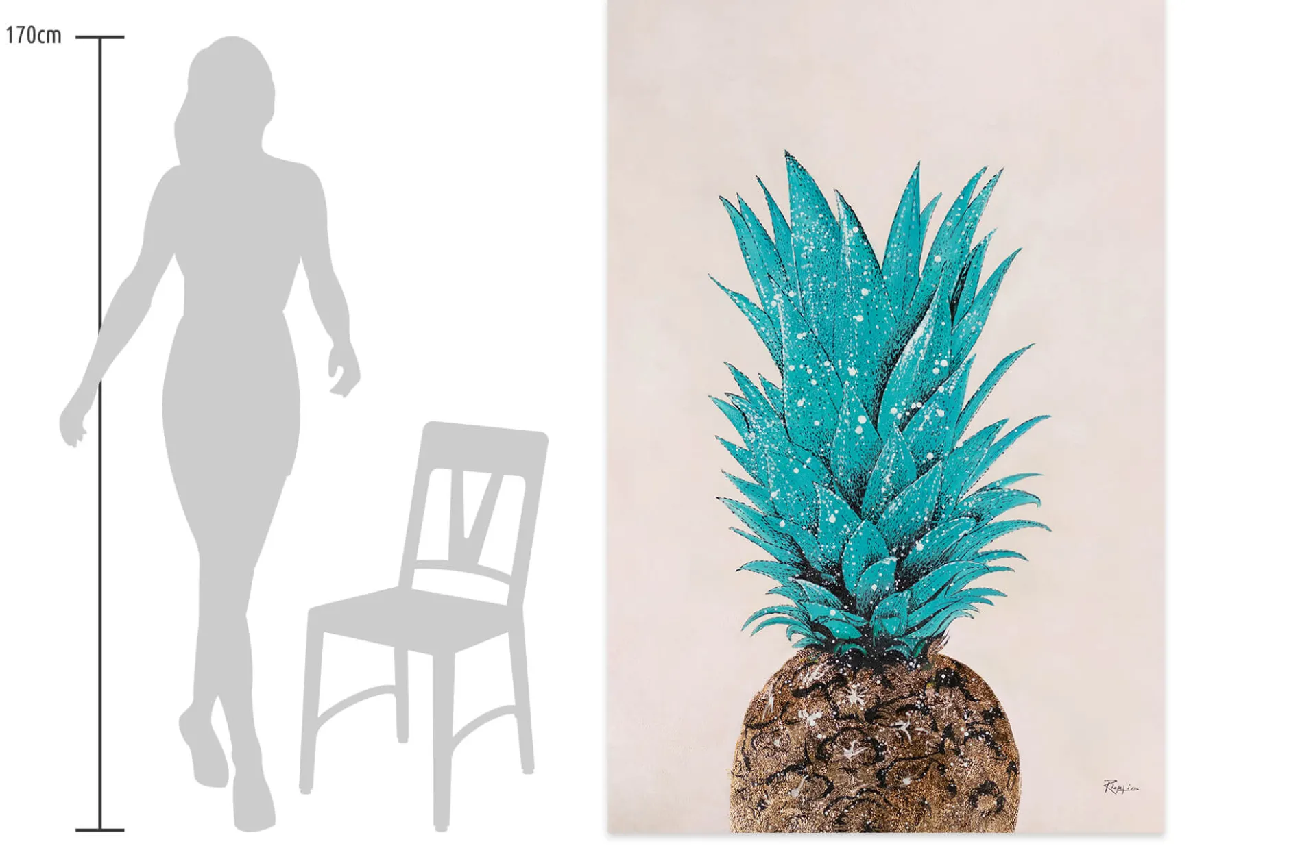 XXL Öl Gemälde 'Pineapple Love' | Handgemaltes Unikat