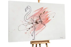 XXL Öl Gemälde 'Pink Flamingo' | Handgemaltes Unikat