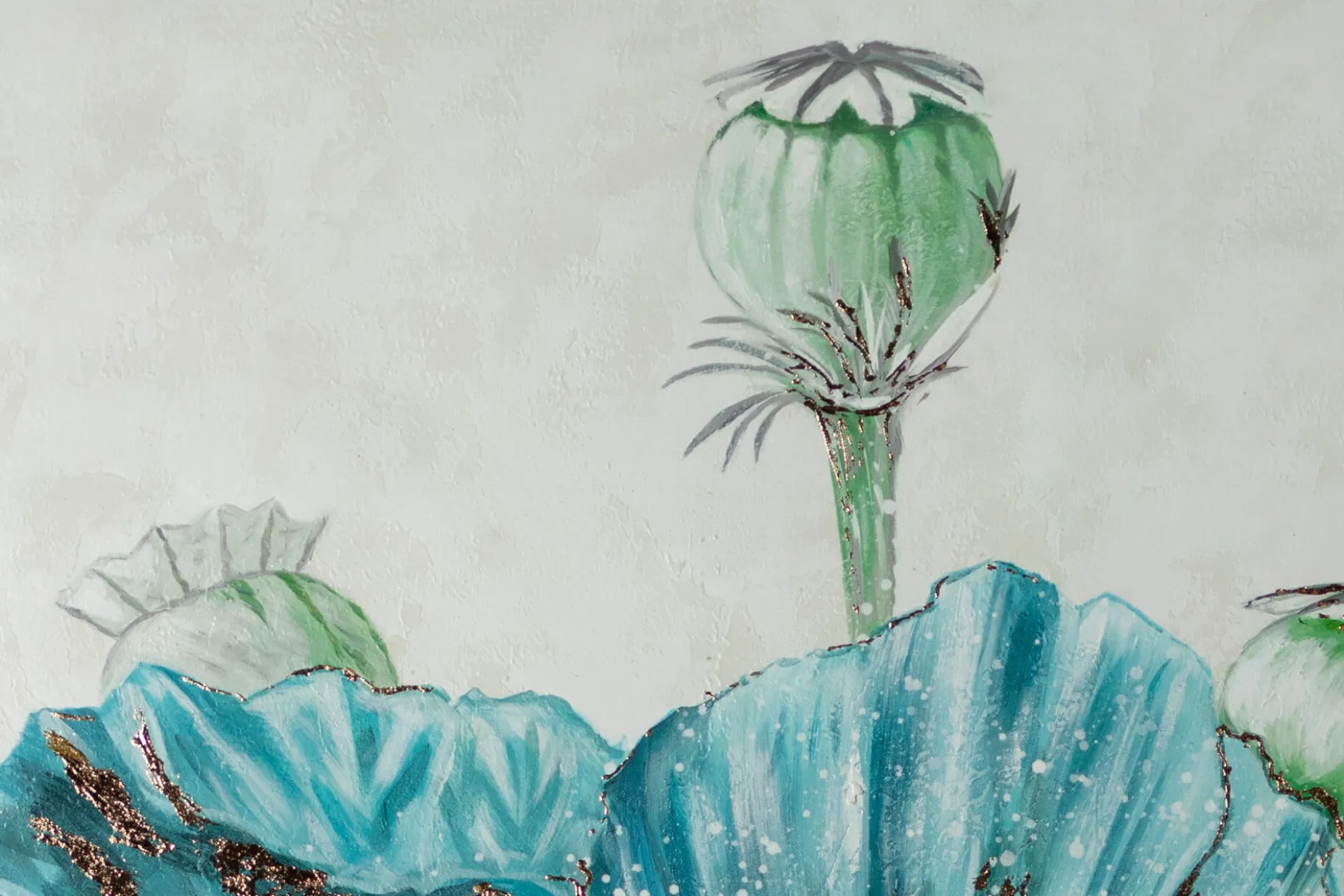XXL Öl Gemälde 'Poppies in Blue' | Handgemaltes Unikat