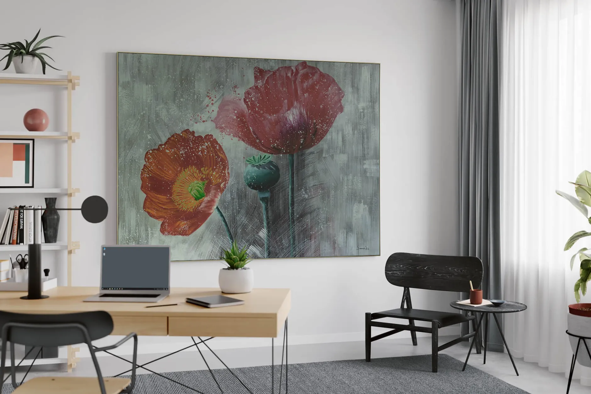 XXL Öl Gemälde 'Poppy Family' | Handgemaltes Unikat