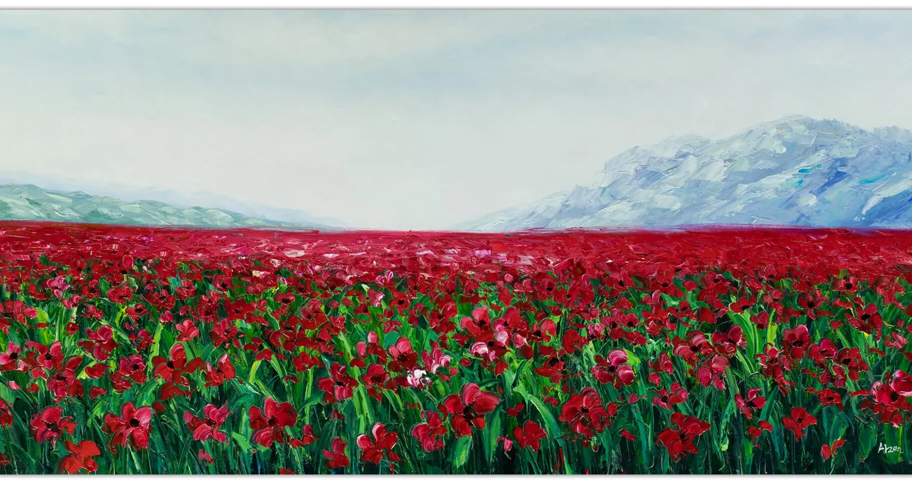 XXL Öl Gemälde 'Poppy Sea' | Handgemaltes Unikat