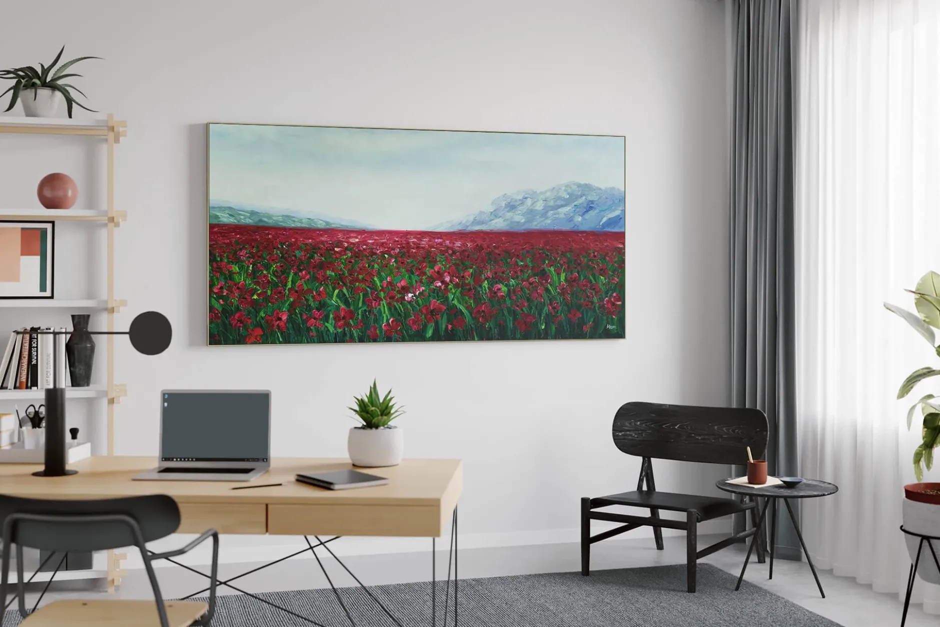 XXL Öl Gemälde 'Poppy Sea' | Handgemaltes Unikat