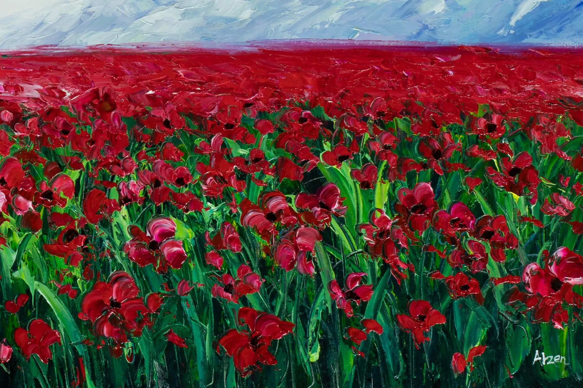 XXL Öl Gemälde 'Poppy Sea' | Handgemaltes Unikat