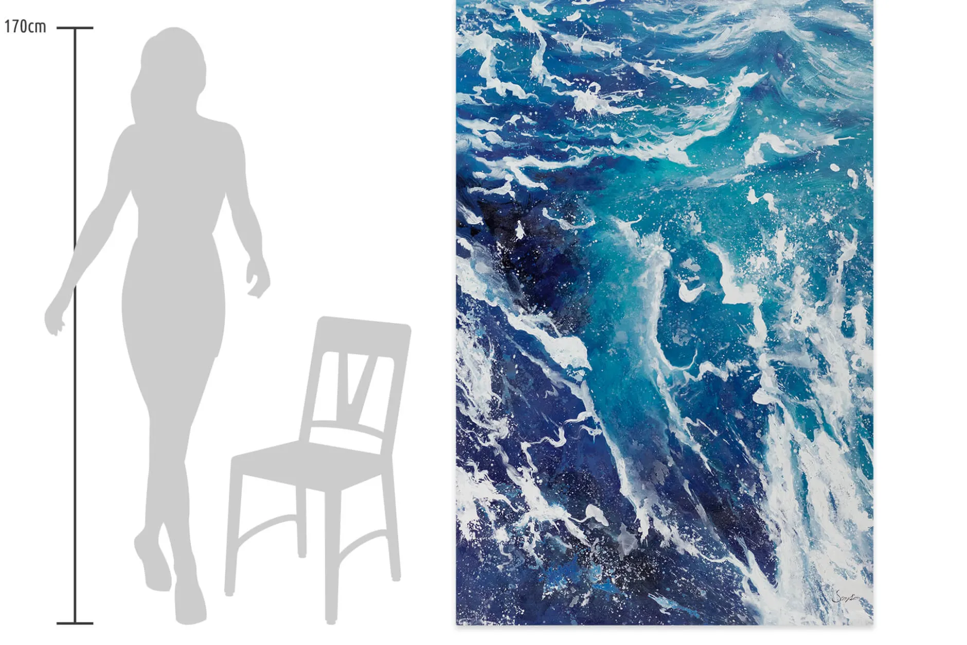 XXL Öl Gemälde 'Powerful Waves' | Handgemaltes Unikat