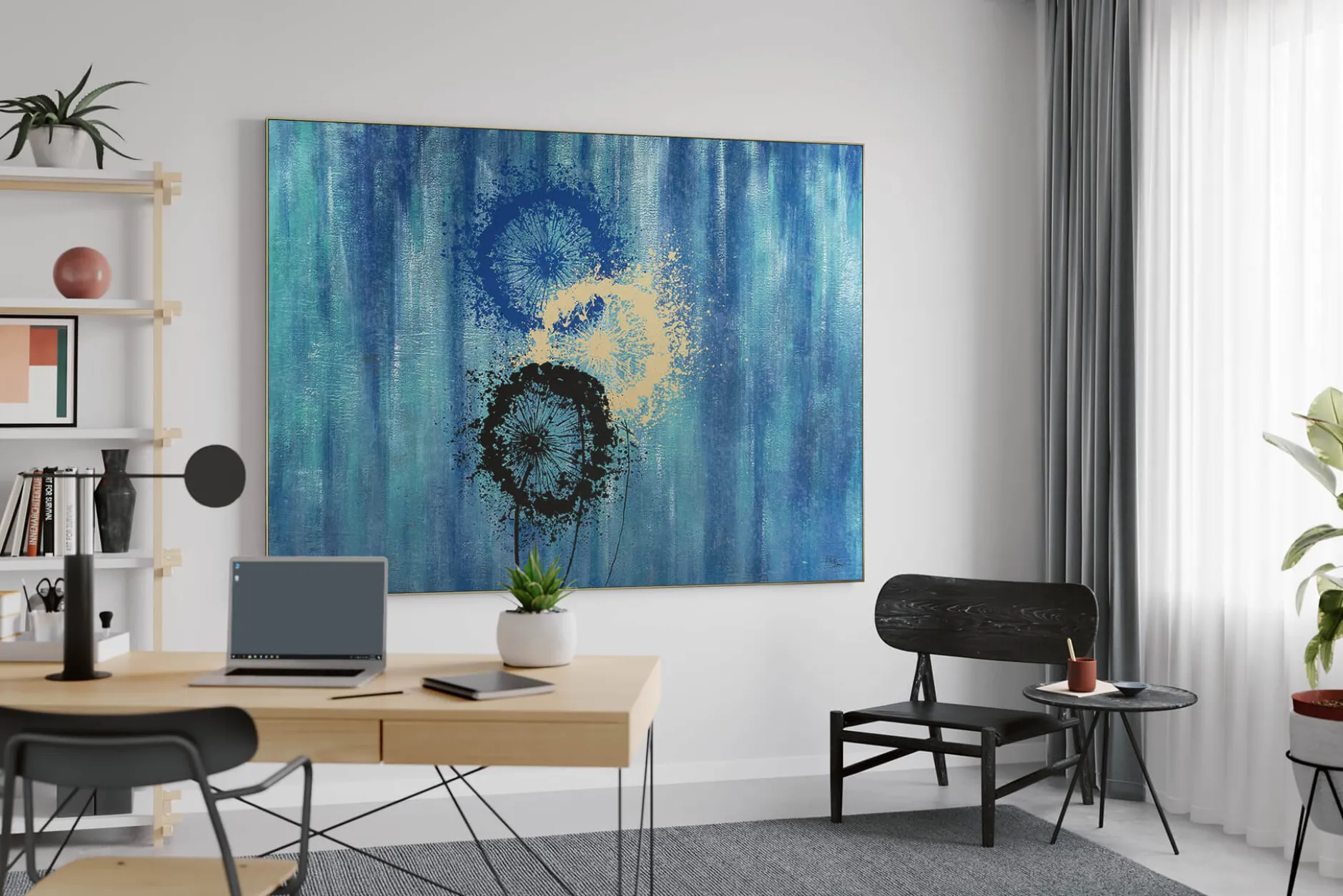 XXL Öl Gemälde 'Pressed Dandelions' | Handgemaltes Unikat