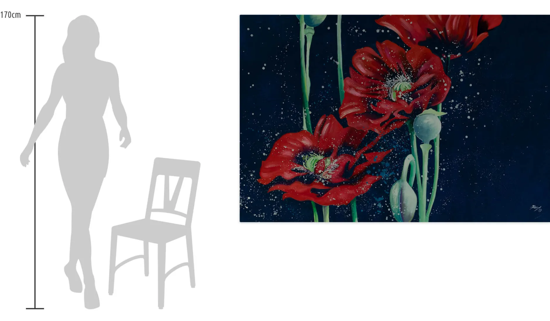XXL Öl Gemälde 'Pristine Poppies' | Handgemaltes Unikat