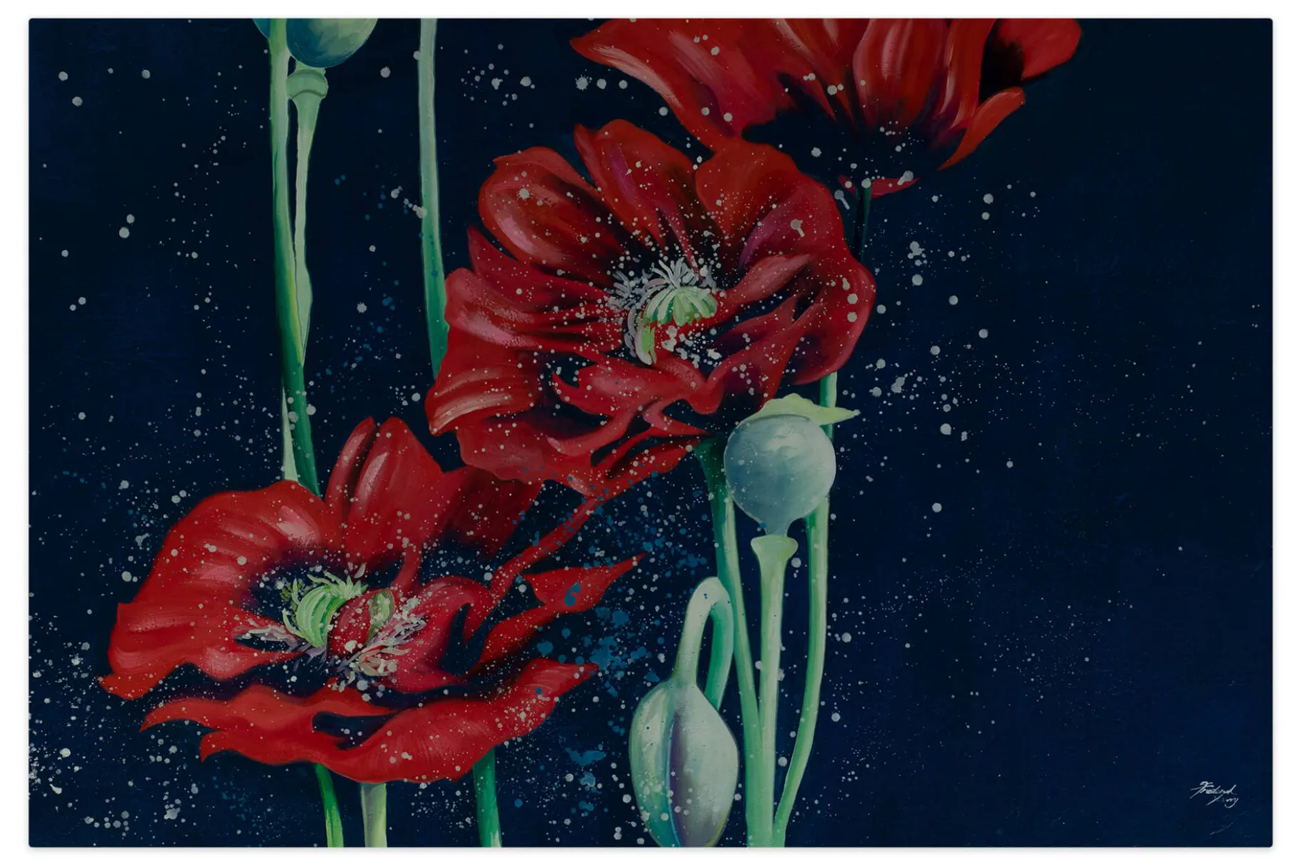 XXL Öl Gemälde 'Pristine Poppies' | Handgemaltes Unikat