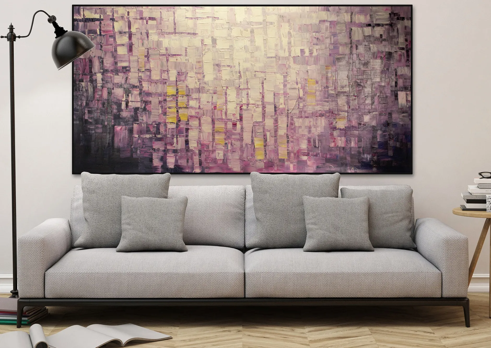 XXL Öl Gemälde 'Purple Panels' | Handgemaltes Unikat