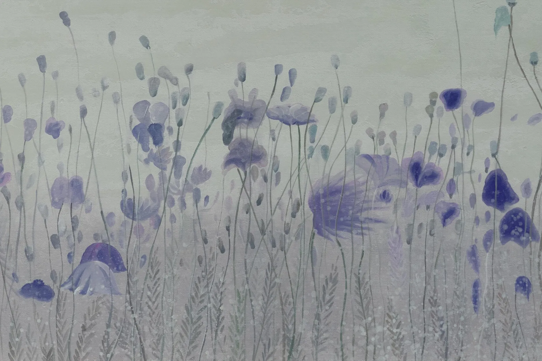 XXL Öl Gemälde 'Purple Poppy Field' | Handgemaltes Unikat