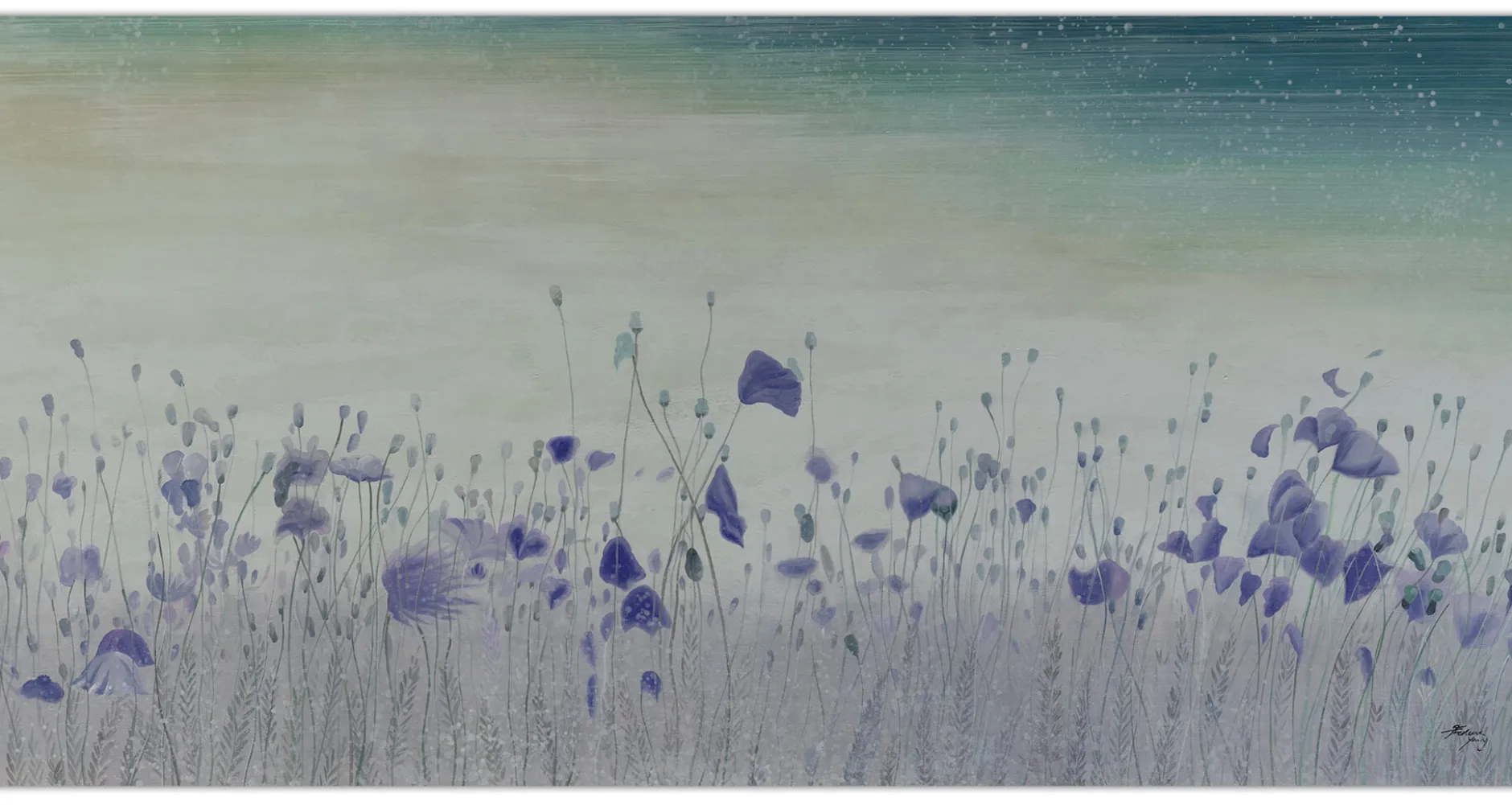 XXL Öl Gemälde 'Purple Poppy Field' | Handgemaltes Unikat