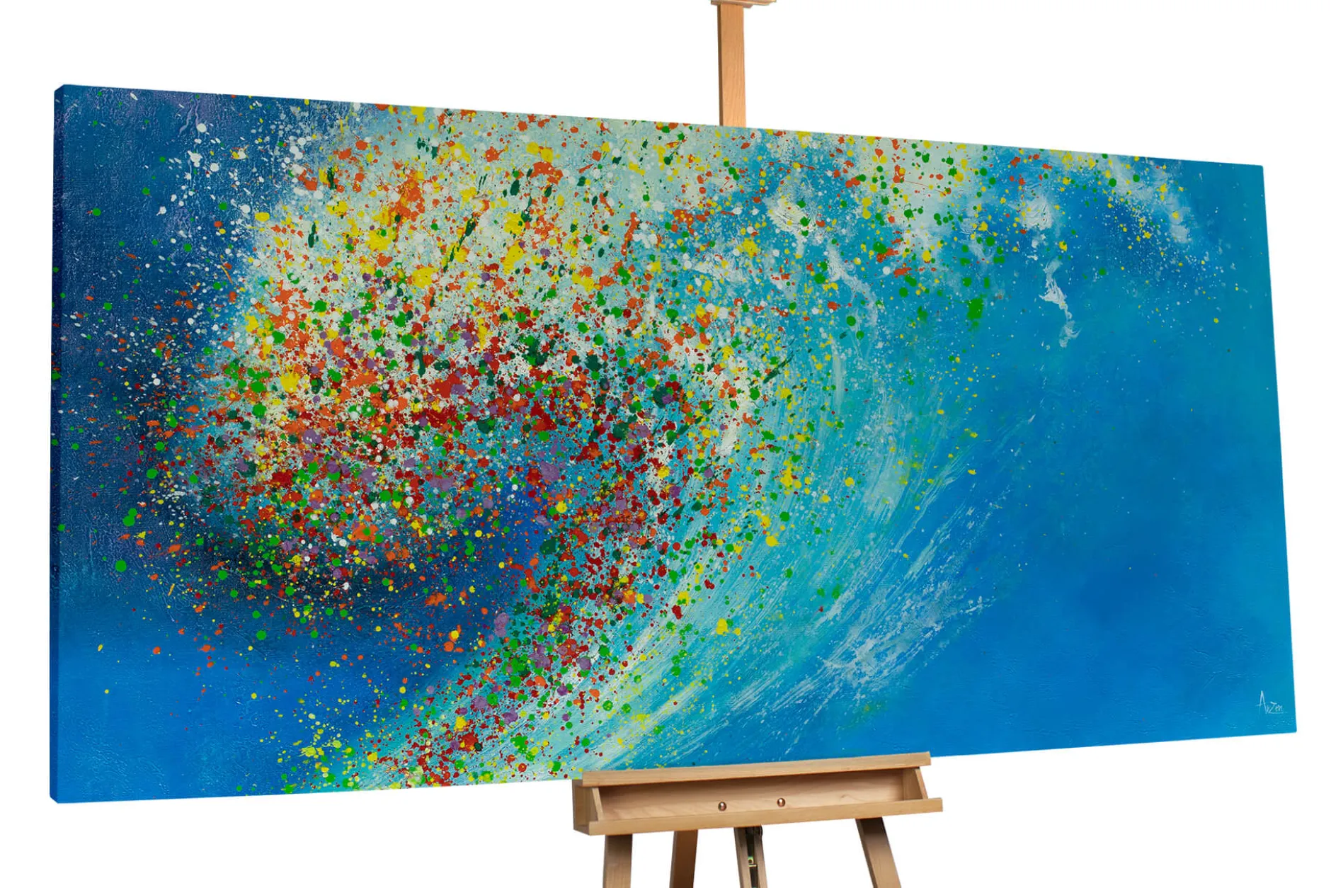 XXL Öl Gemälde 'Rainbow Wave' | Handgemaltes Unikat