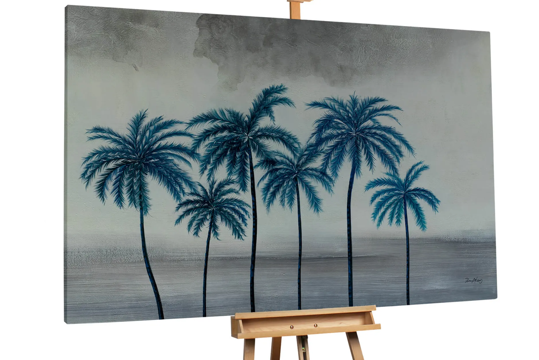 XXL Öl Gemälde 'Rainy Beach Day' | Handgemaltes Unikat
