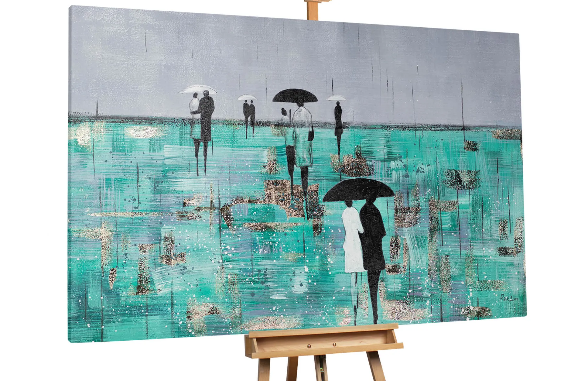 XXL Öl Gemälde 'Rainy Walk' | Handgemaltes Unikat