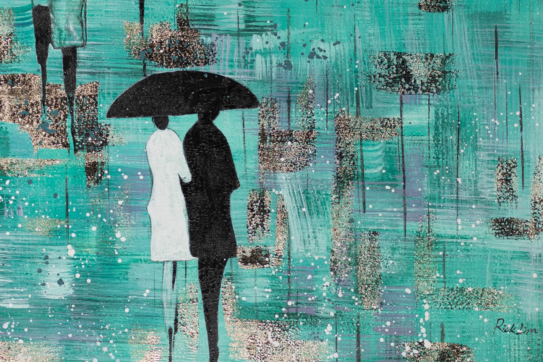 XXL Öl Gemälde 'Rainy Walk' | Handgemaltes Unikat