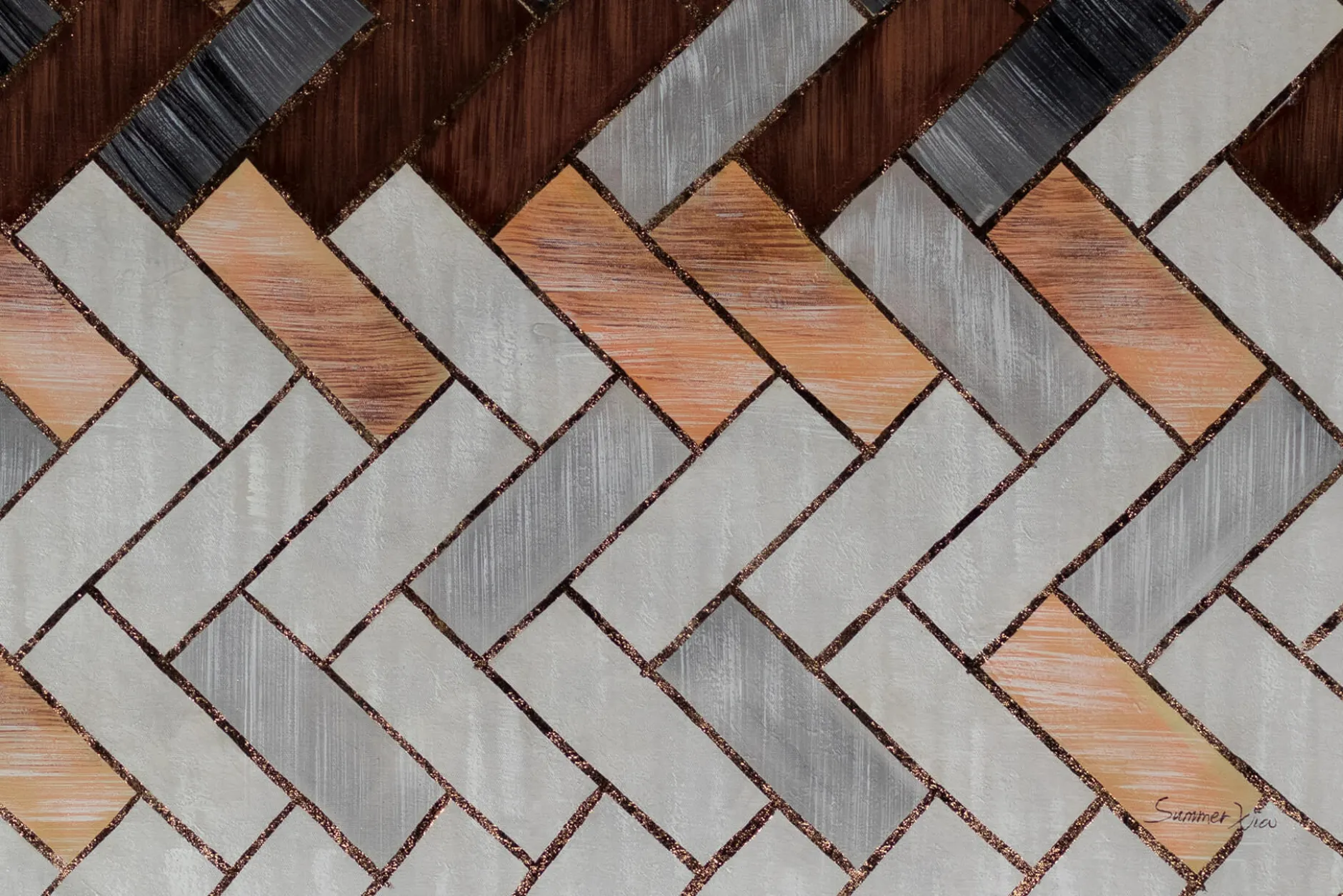 XXL Öl Gemälde 'Rectangle Composition' | Handgemaltes Unikat