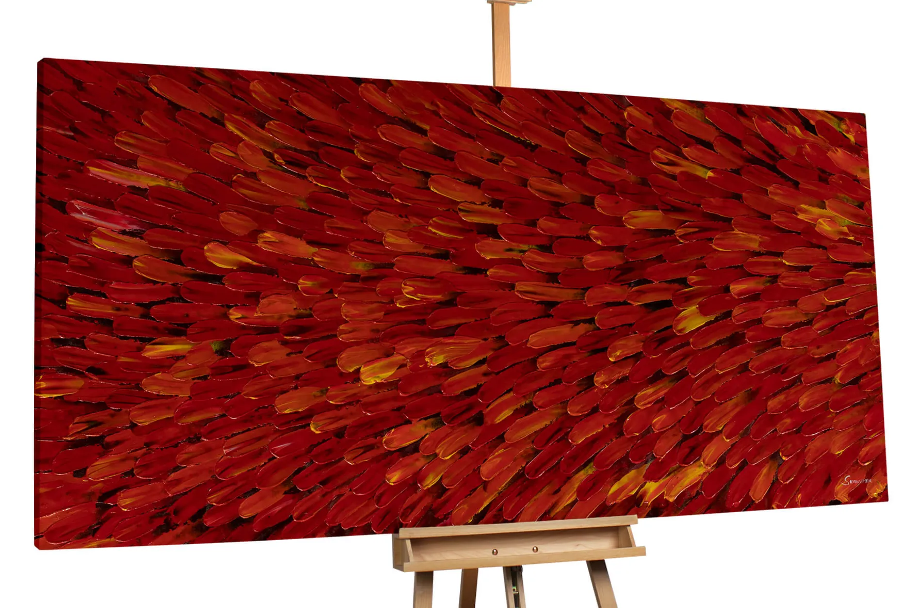 XXL Öl Gemälde 'Red Feather Dress' | Handgemaltes Unikat