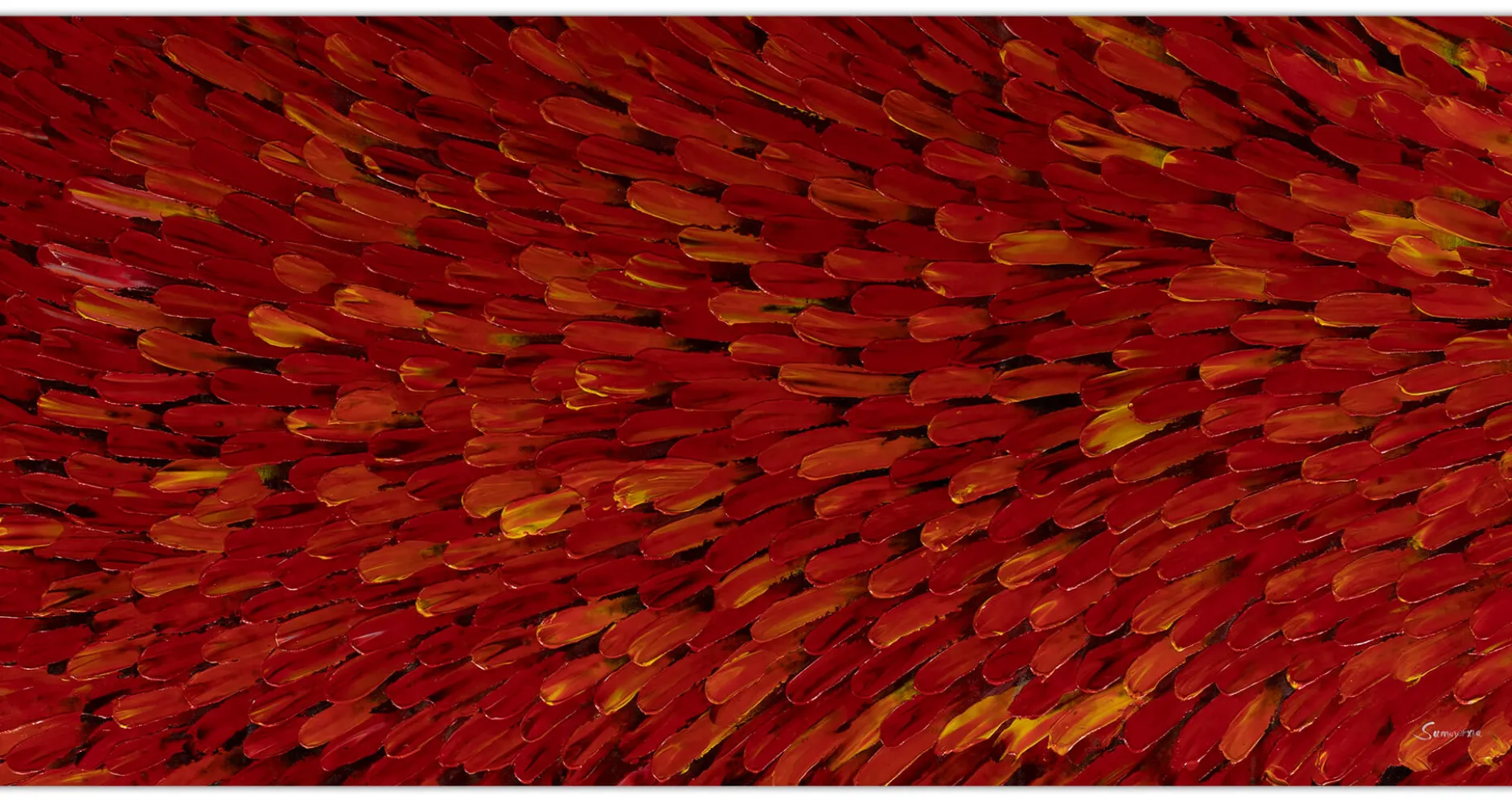 XXL Öl Gemälde 'Red Feather Dress' | Handgemaltes Unikat