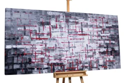 XXL Öl Gemälde 'Red-Splashed Wall' | Handgemaltes Unikat