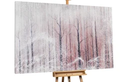 XXL Öl Gemälde 'Red Sun in White Winter' | Handgemaltes Unikat
