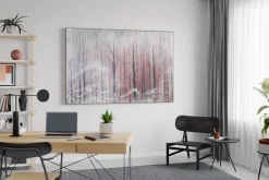 XXL Öl Gemälde 'Red Sun in White Winter' | Handgemaltes Unikat