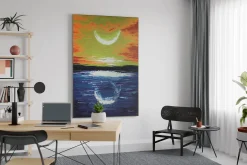 XXL Öl Gemälde 'Reflection of the Moon' | Handgemaltes Unikat
