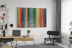 XXL Öl Gemälde 'Regenbogennebel' | Handgemaltes Unikat
