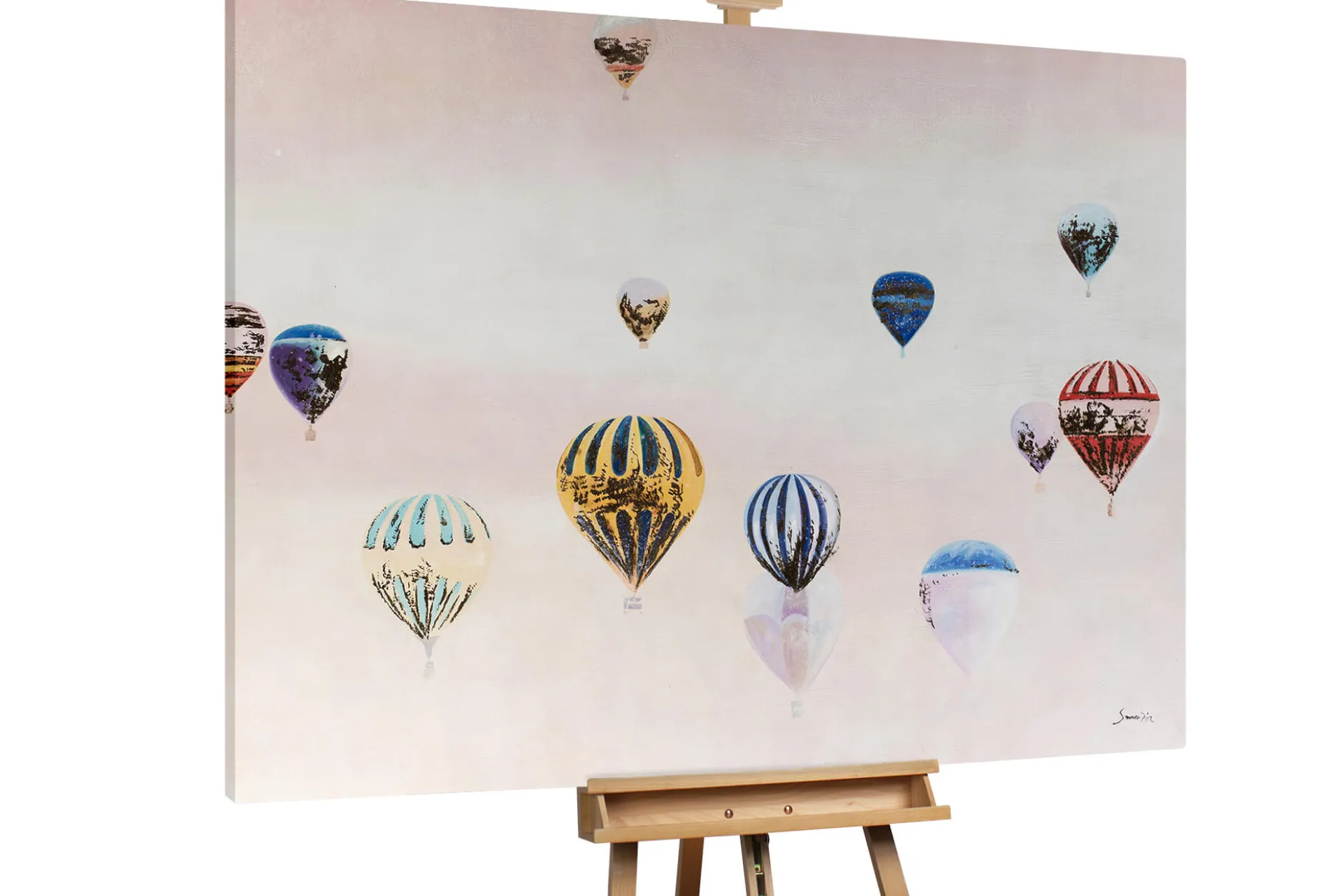 XXL Öl Gemälde 'Reise der Ballons' | Handgemaltes Unikat