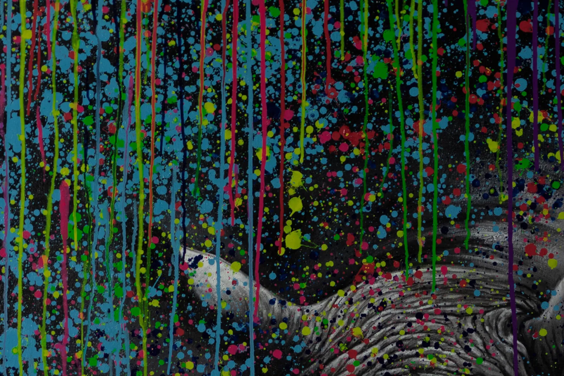 XXL Öl Gemälde 'Rhino Rainbow' | Handgemaltes Unikat
