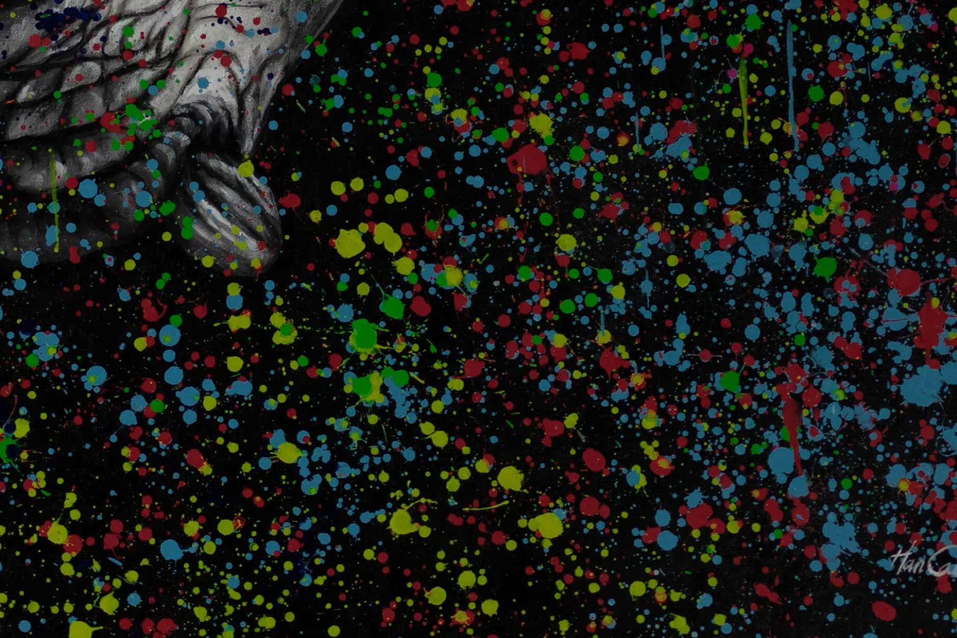XXL Öl Gemälde 'Rhino Rainbow' | Handgemaltes Unikat