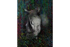 XXL Öl Gemälde 'Rhino Rainbow' | Handgemaltes Unikat