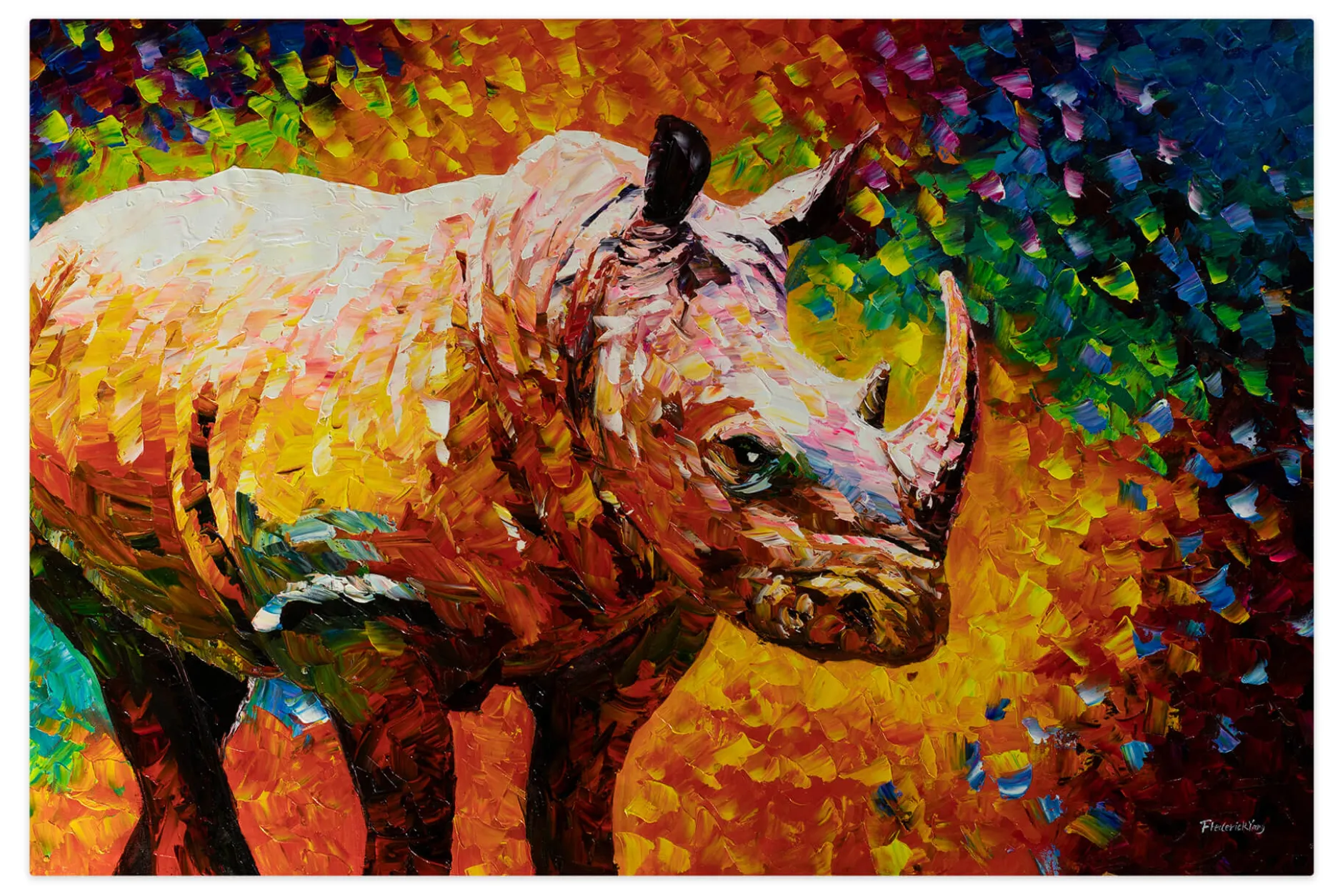XXL Öl Gemälde 'Rhino Rhapsody' | Handgemaltes Unikat