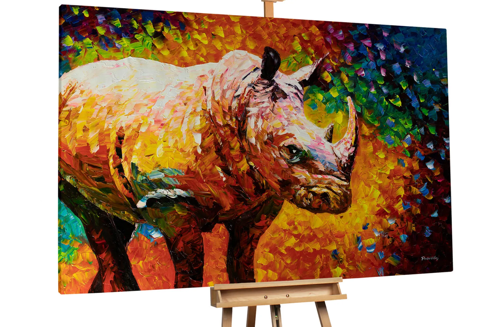 XXL Öl Gemälde 'Rhino Rhapsody' | Handgemaltes Unikat