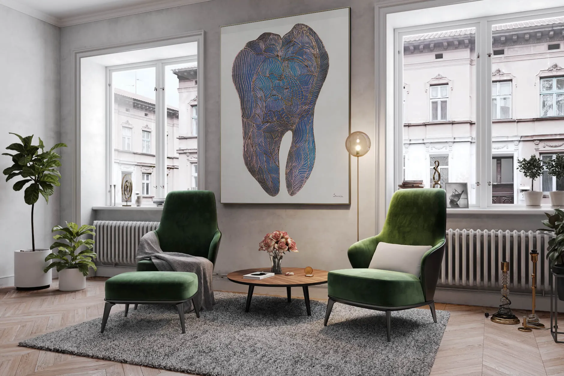 XXL Öl Gemälde 'Royal Tooth' | Handgemaltes Unikat