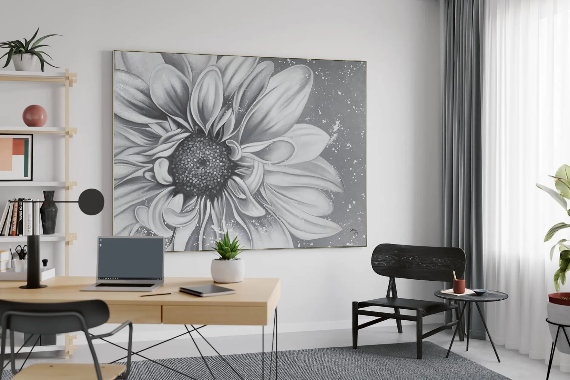 XXL Öl Gemälde 'Sehnsuchtsblume' | Handgemaltes Unikat