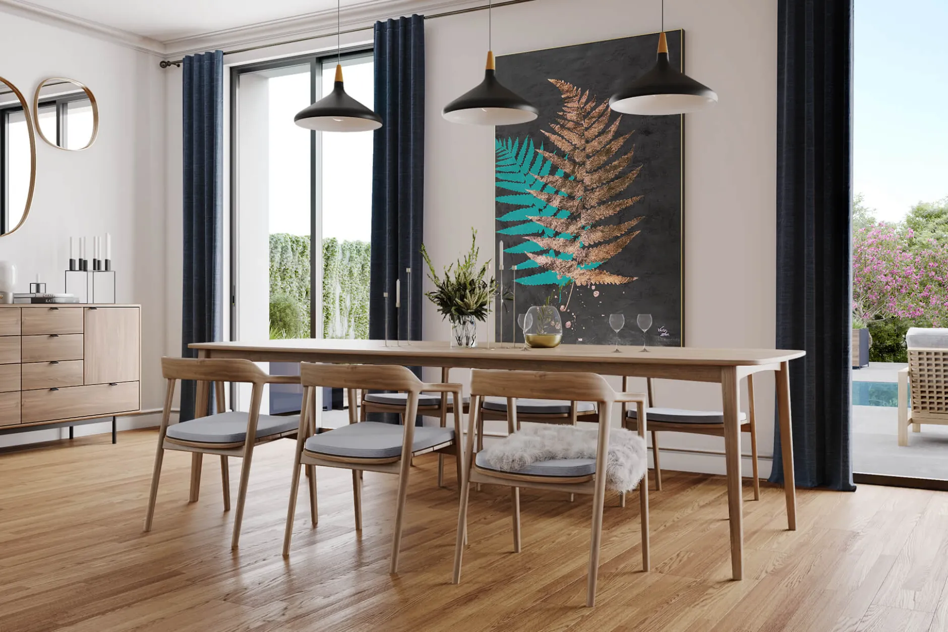 XXL Öl Gemälde 'Shimmering Fern' | Handgemaltes Unikat