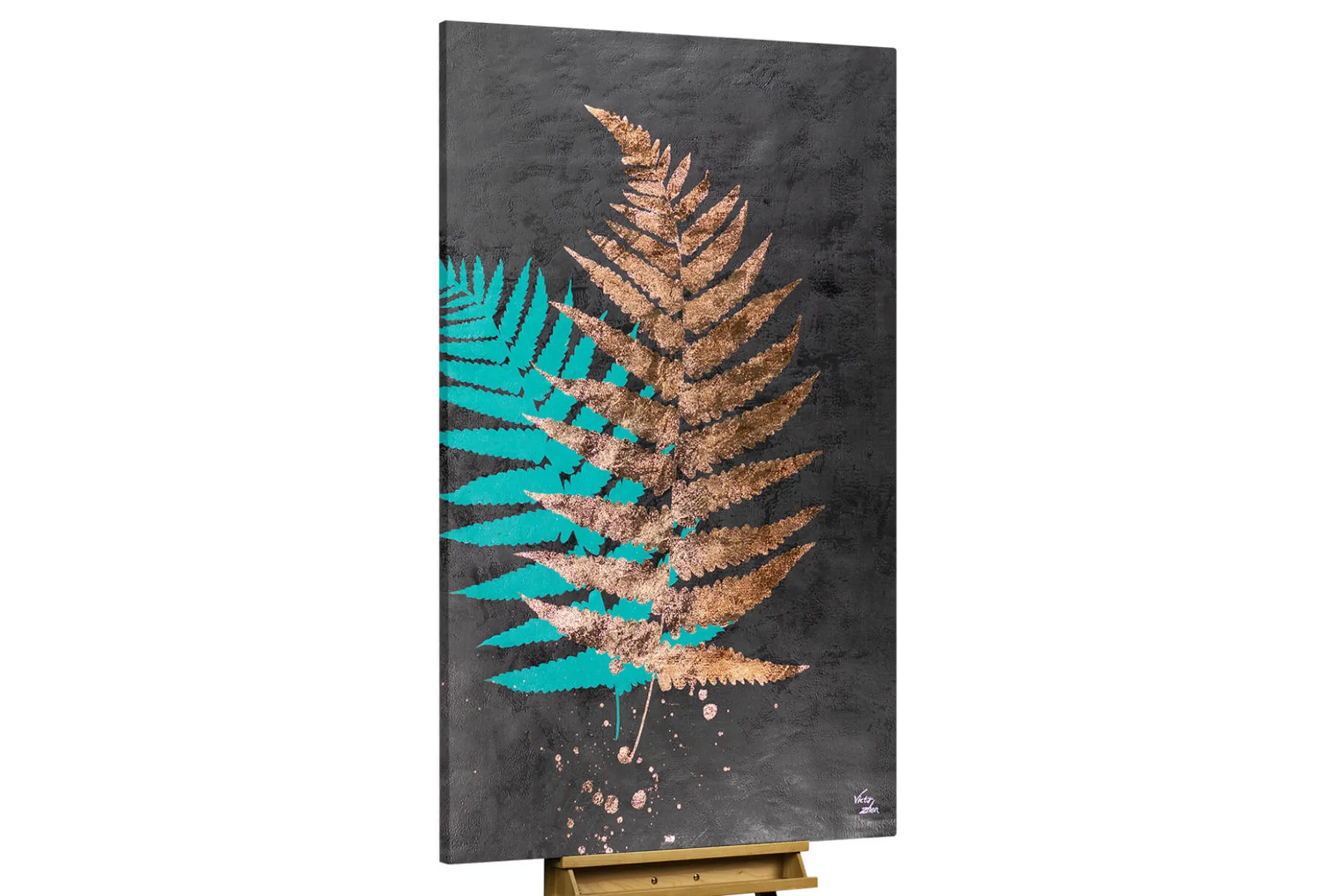 XXL Öl Gemälde 'Shimmering Fern' | Handgemaltes Unikat
