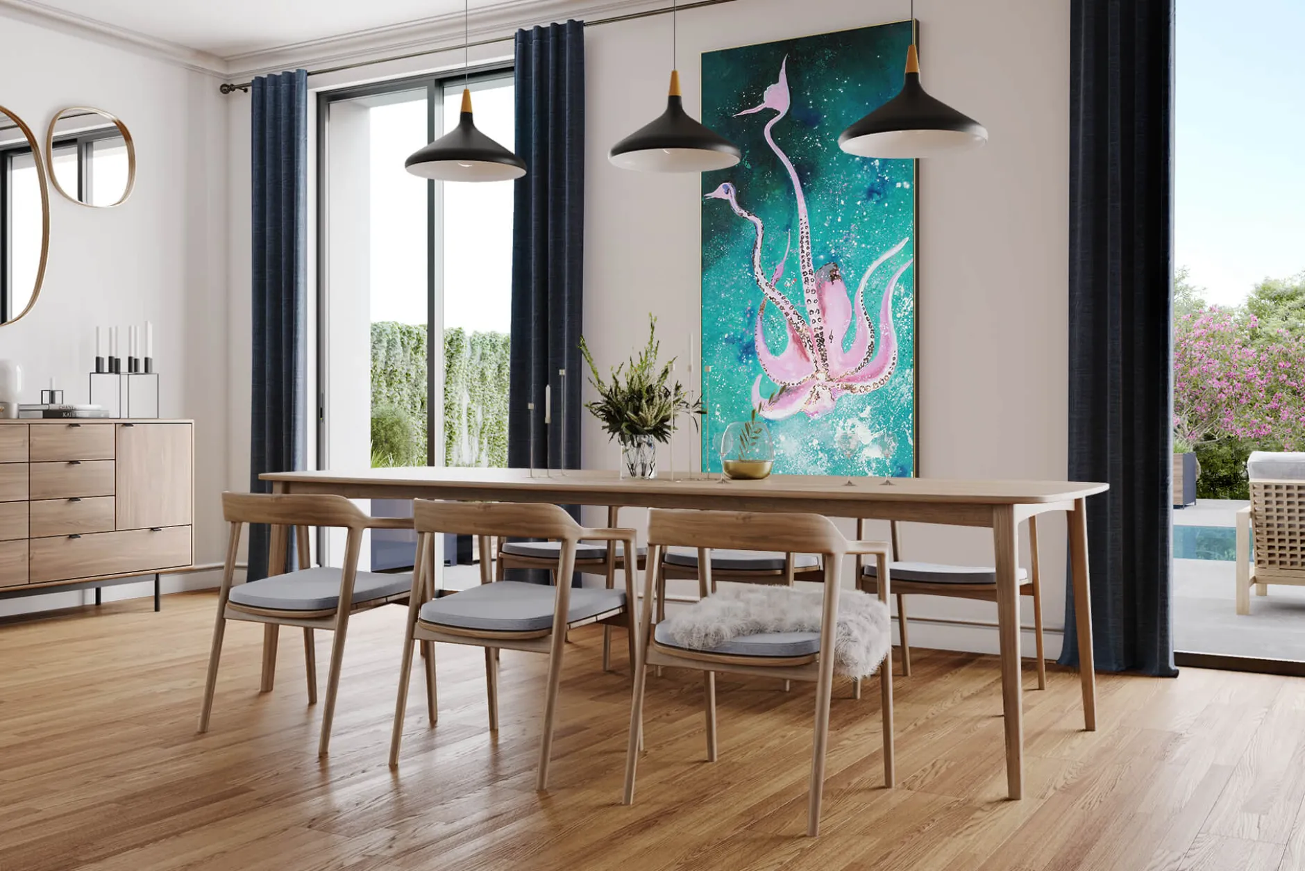 XXL Öl Gemälde 'Shimmering Octopus' | Handgemaltes Unikat