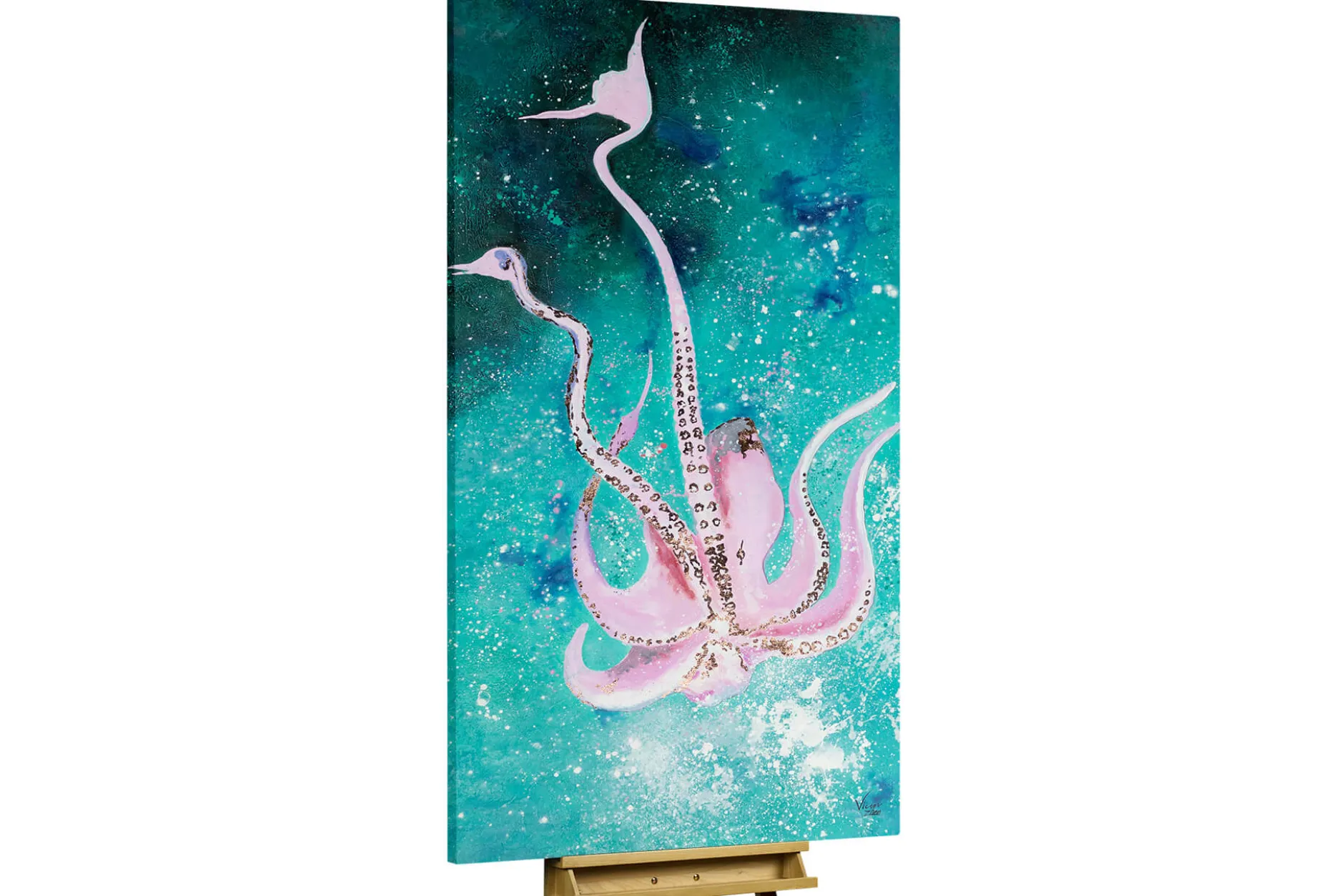 XXL Öl Gemälde 'Shimmering Octopus' | Handgemaltes Unikat