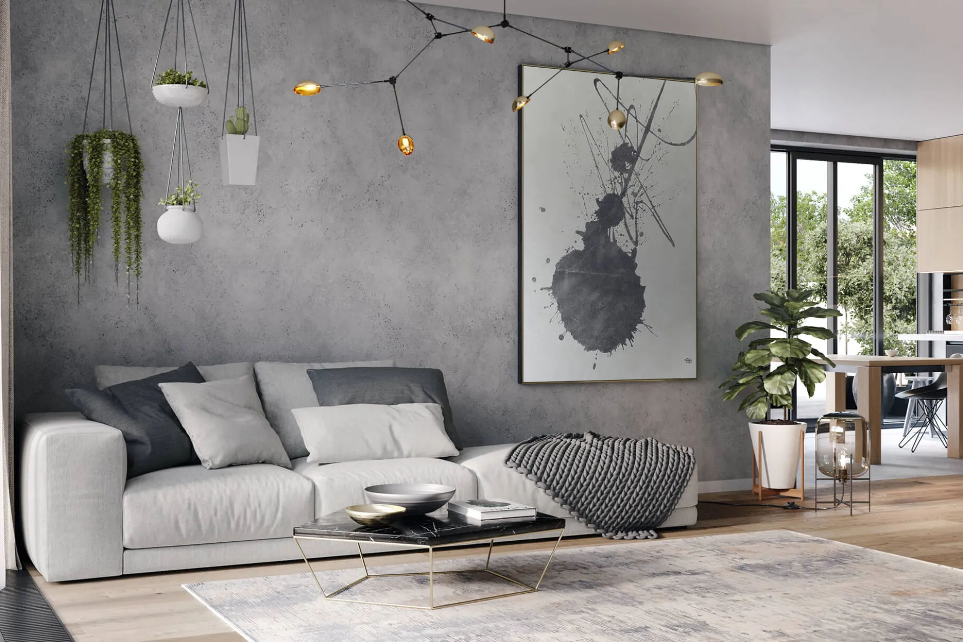 XXL Öl Gemälde 'Silver Sonata' | Handgemaltes Unikat