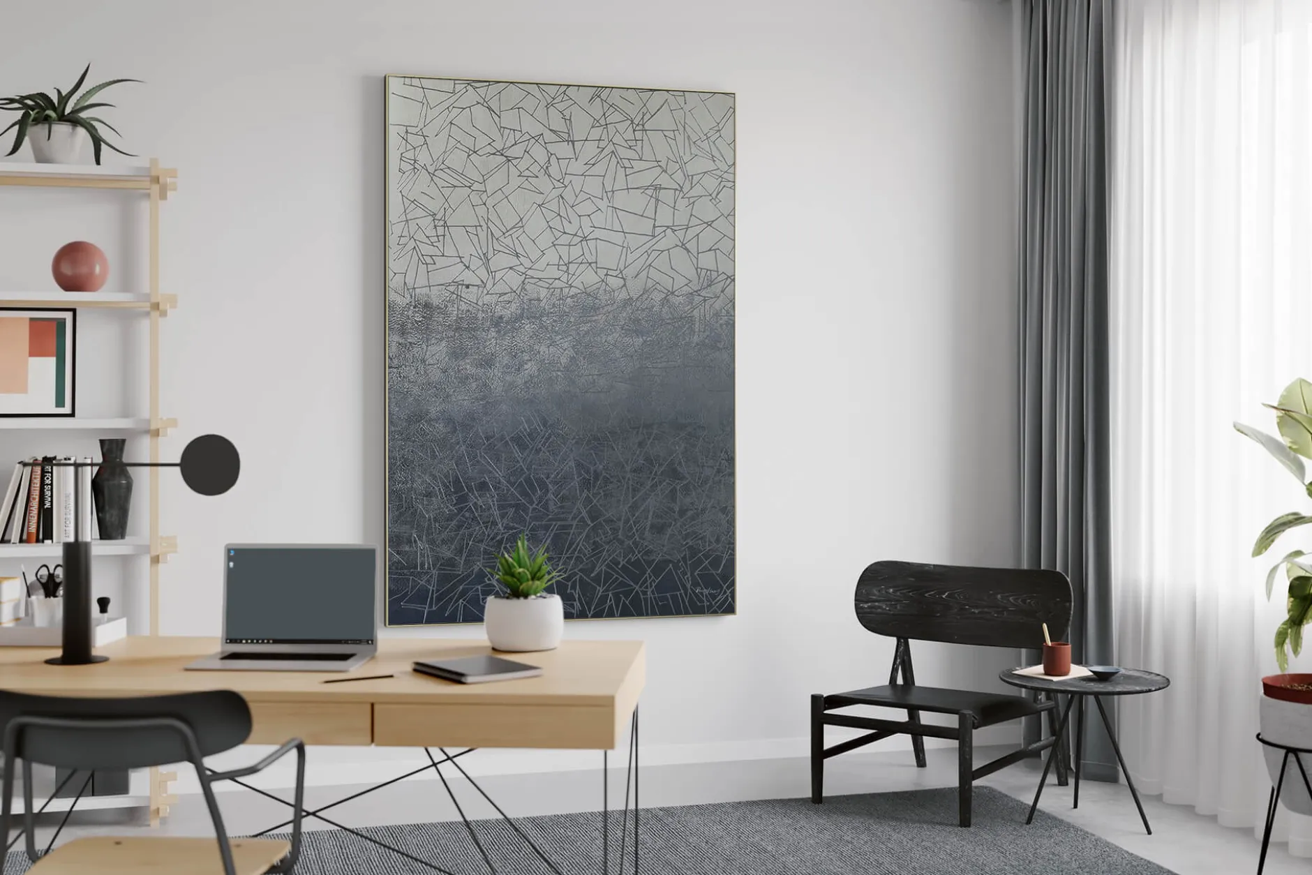 XXL Öl Gemälde 'Silver Symphony' | Handgemaltes Unikat
