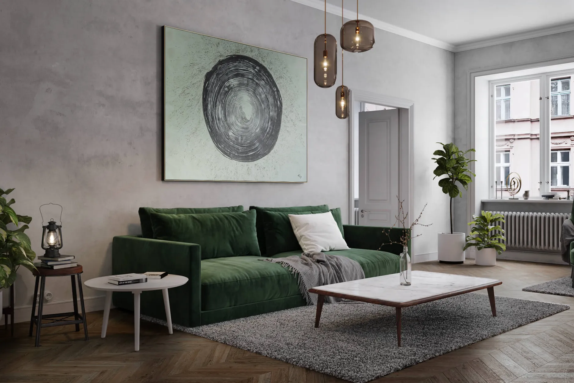 XXL Öl Gemälde 'Silver Tree Trunk' | Handgemaltes Unikat
