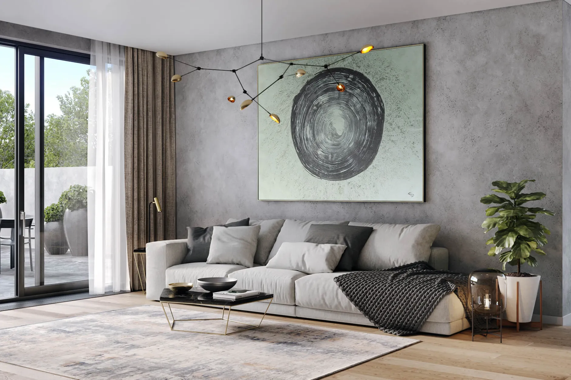 XXL Öl Gemälde 'Silver Tree Trunk' | Handgemaltes Unikat
