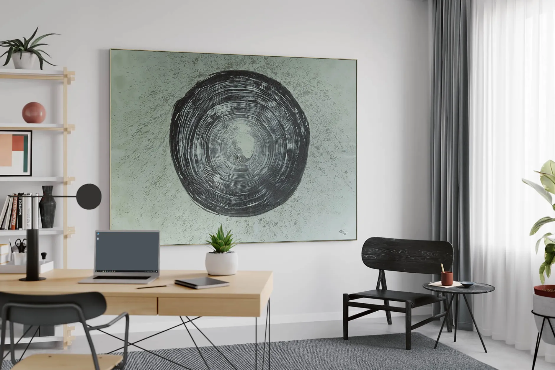 XXL Öl Gemälde 'Silver Tree Trunk' | Handgemaltes Unikat