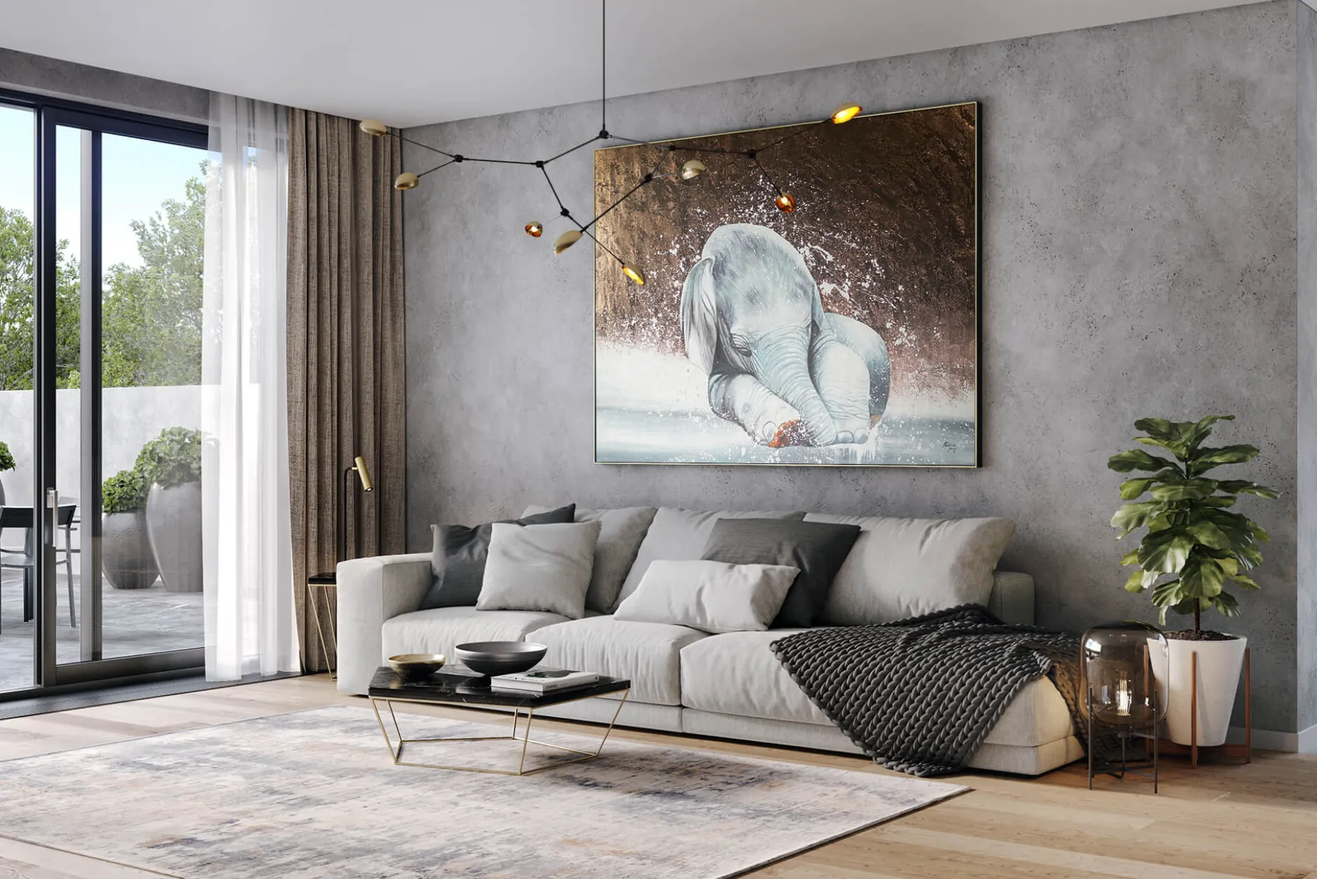 XXL Öl Gemälde 'Sleepy Elephant' | Handgemaltes Unikat
