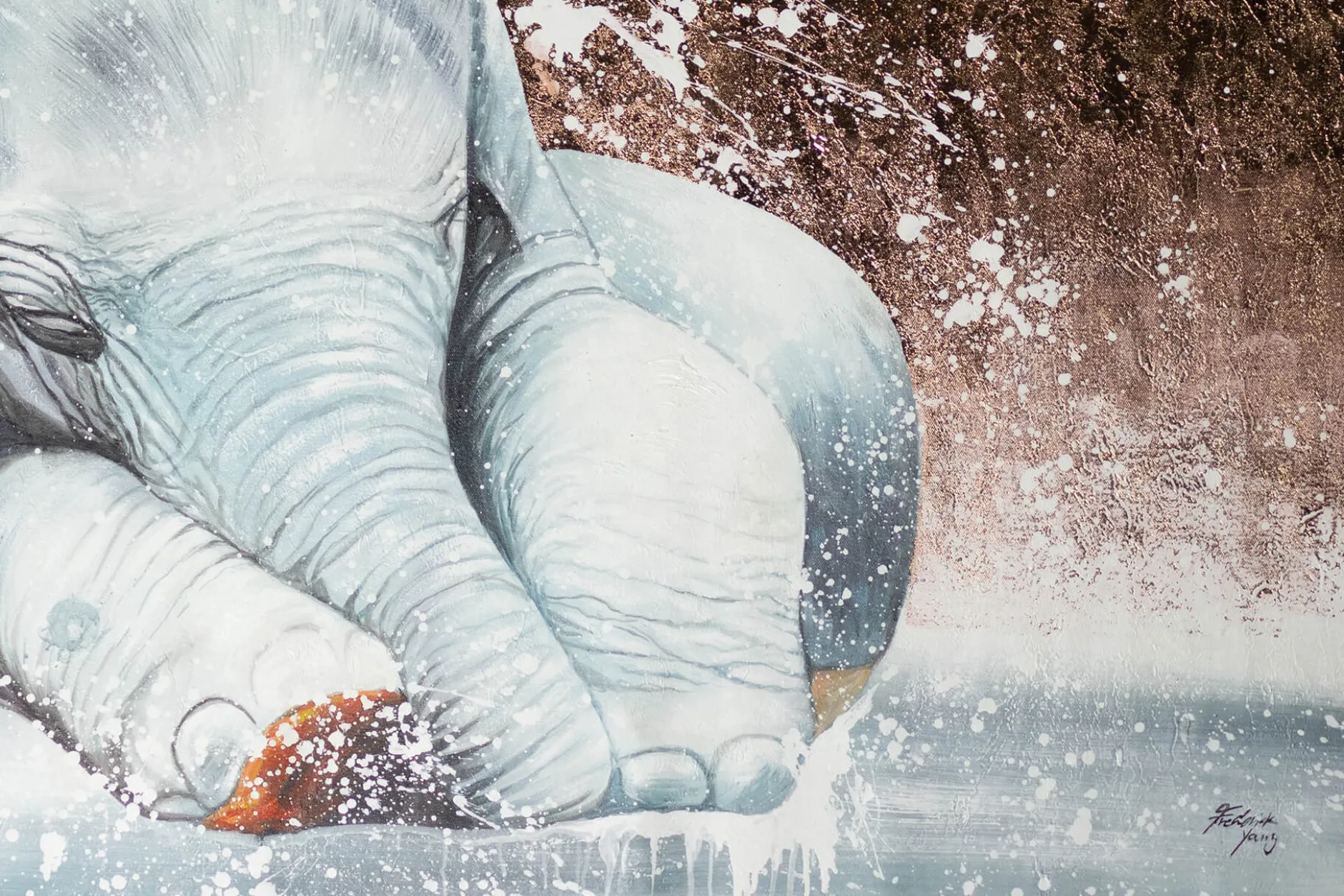 XXL Öl Gemälde 'Sleepy Elephant' | Handgemaltes Unikat